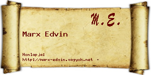 Marx Edvin névjegykártya